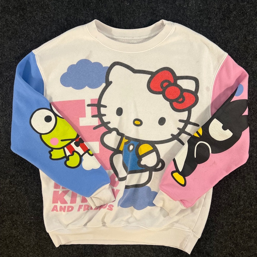Sanrio Hello Kitty Sweatshirt Womens Small White Keroppi Badtz-Maru Kawaii Y2K - Picture 2 of 6